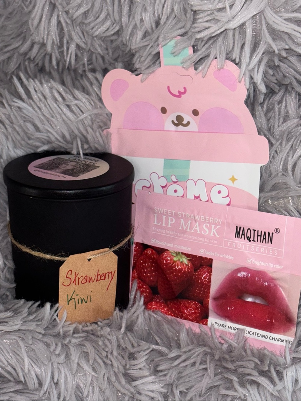 Sweet Strawberry Lip Mask + 10 oz Strawberry Kiwi Candle Duo